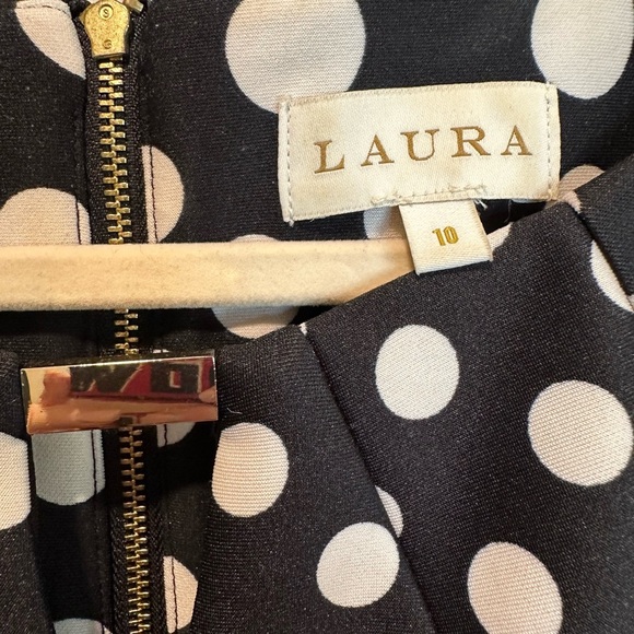 LAURA Black and White Polka Dot Dress - Picture 4 of 5